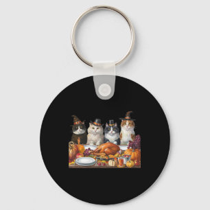Thanksgiving Day Cat Squad Turkey Gifts For Men Wo Key Ring