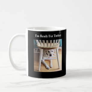 Thanksgiving Day Cute White Dog Under Table Black Coffee Mug