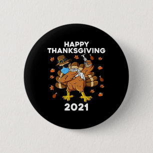 Thanksgiving Day Dabbing Turkey Pilgrim Fun Boys K 6 Cm Round Badge