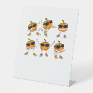 Thanksgiving Day Dancing Pumpkin Boys Girls Kids Pedestal Sign