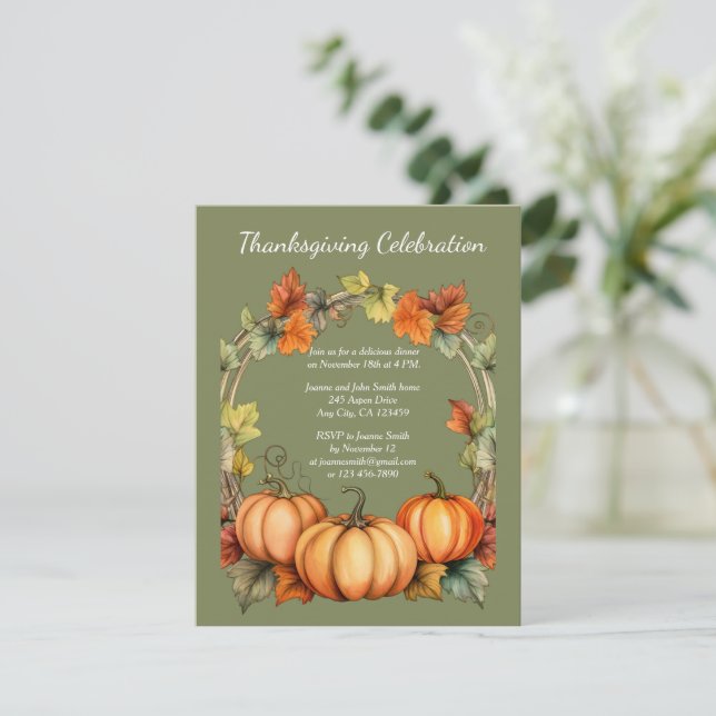  Thanksgiving Day Dinner Invitation (Standing Front)