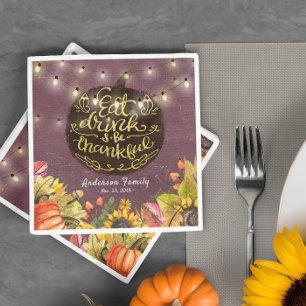 Thanksgiving Day Dinner Party Pumpkin String Light Napkin