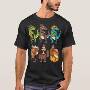 Thanksgiving Day Dinosaur Turkey Pilgrim Pumpkin D T-Shirt