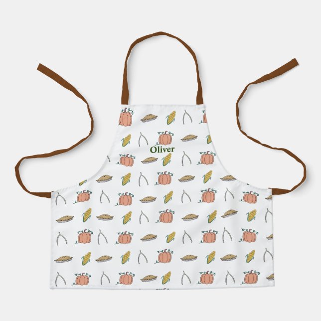 Thanksgiving Day Feast Dinner Custom Kids Apron (Front)