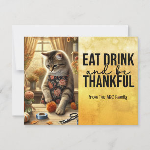 Thanksgiving Day for Cat Lovers Holiday Card