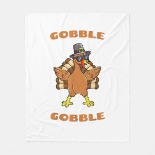 Thanksgiving Day Gobble Gobble Turkey Trot Funny G Fleece Blanket