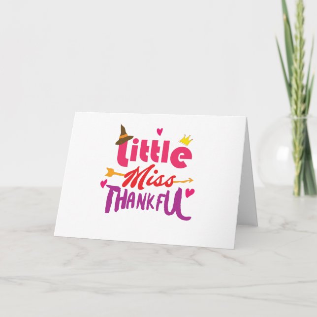 Thanksgiving Day Kids Little Miss Thankful Holiday Card (Front)