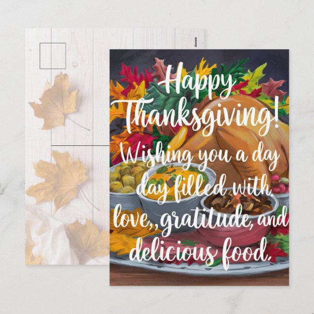 Thanksgiving Day of Love and Gratitude Holiday Postcard (Front/Back)