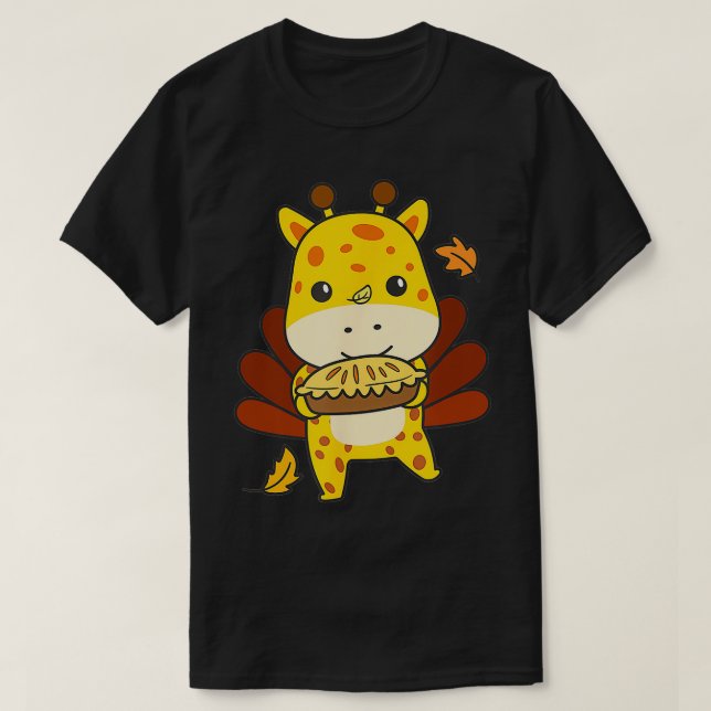 Thanksgiving Day Outfits Turkey Giraffe With Apple T-Shirt (Design Front)