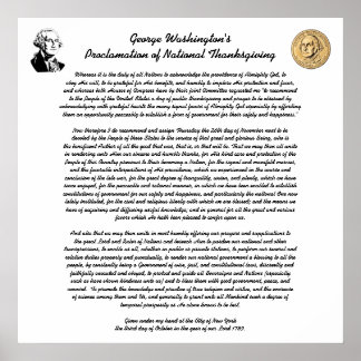 Thanksgiving Day Proclamation by George Washington Poster