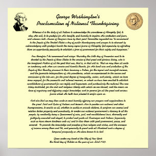 Thanksgiving Day Proclamation by George Washington Poster