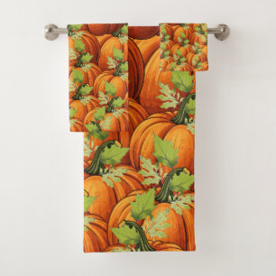 THANKSGIVING DAY PUMPKINS  BATH TOWEL SET