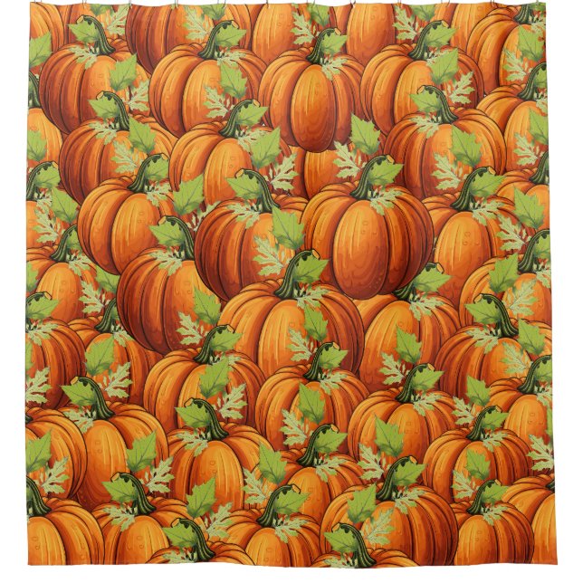 THANKSGIVING DAY PUMPKINS  SHOWER CURTAIN (Front)