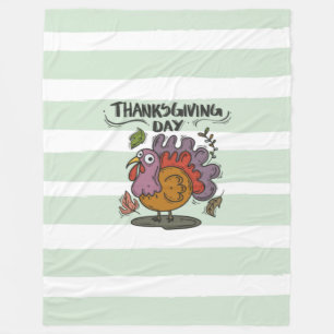 Thanksgiving Day Turkey Art – Classic Autumn Fleece Blanket