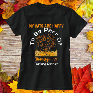 Thanksgiving Day Turkey Dinner Cats Personalised T-Shirt