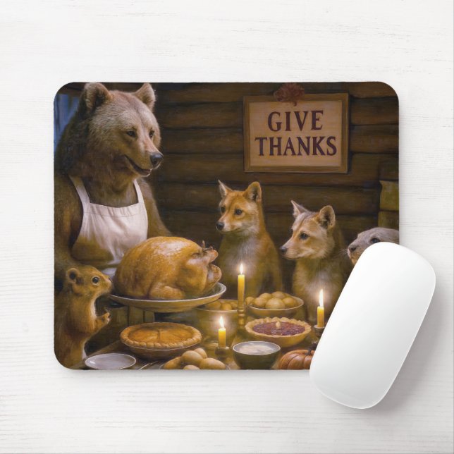 Thanksgiving Day Turkey Dinner With Wildlife Mouse Mat (With Mouse)