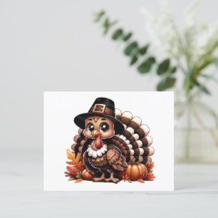 Thanksgiving day turkey holiday postcard