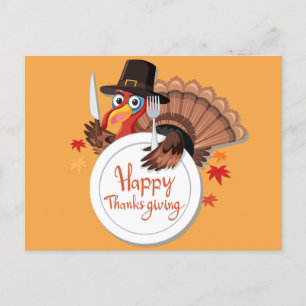Thanksgiving day turkey holiday postcard