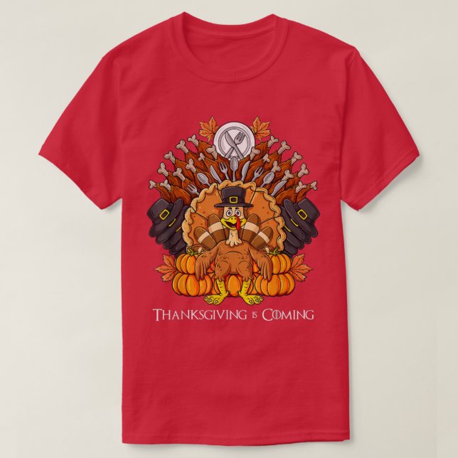 Thanksgiving Day Turkey Throne Funny Boys Girls Ki T-Shirt (Design Front)