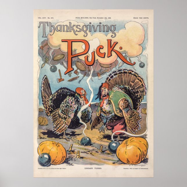 Thanksgiving Day Vintage Illustration Poster (Front)