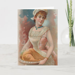 Thanksgiving Day, Vintage Victorian Era Print 1890 Card