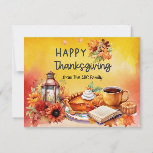 Thanksgiving Day watercolor Holiday Card