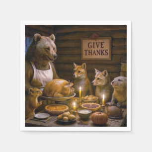 Thanksgiving Day Wildlife Turkey Dinner Napkin