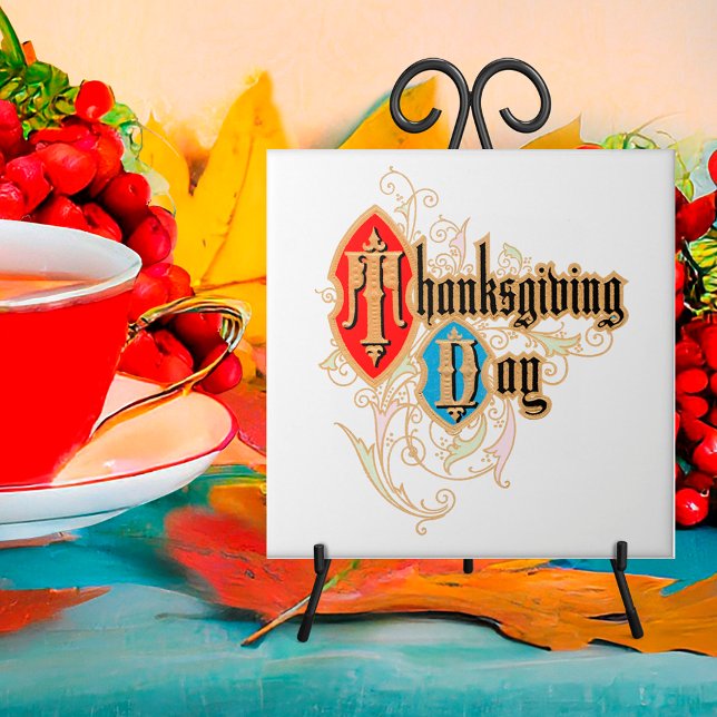  Thanksgiving Day (with Initials T & D on Shields) Tile (Creator Uploaded)