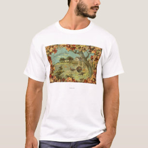 Thanksgiving DayFallen Leaves and Turkeys T-Shirt