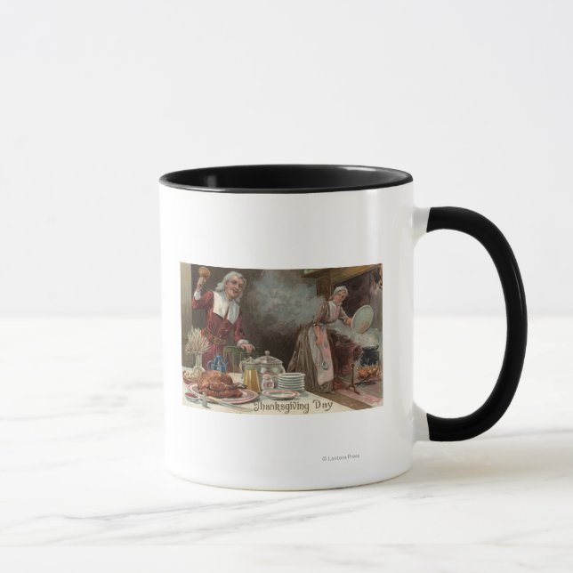 Thanksgiving DayPilgrim Dinner Scene Mug (Right)