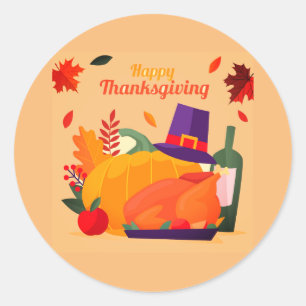 Thanksgiving Decoration Celebration Dinner Plate Classic Round Sticker