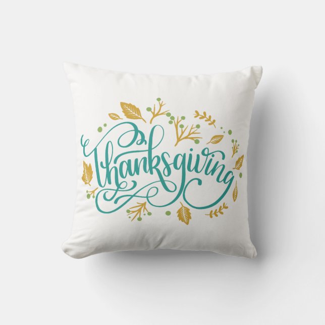 Thanksgiving Decorative Calligraphy Autumn Leaves Cushion (Front)