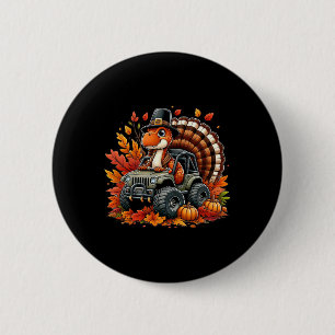 Thanksgiving Design Boys Kids Dinosaur T Rex Fall  6 Cm Round Badge