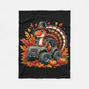Thanksgiving Design Boys Kids Dinosaur T Rex Fall Fleece Blanket