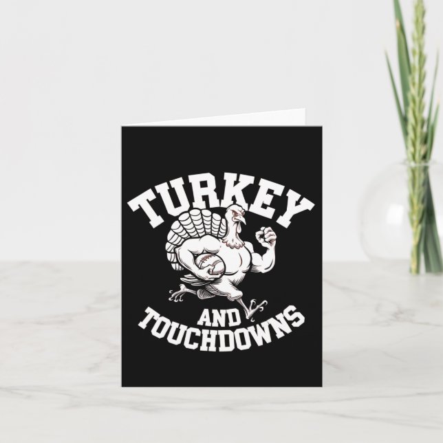 Thanksgiving Design For Men Turkey And Touchdowns  Card (Front)