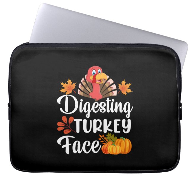 Thanksgiving Digesting Turkey Face Laptop Sleeve (Front)