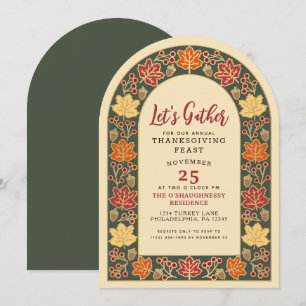 Thanksgiving Dinner Acorn & Autumn Leaves Arch Invitation