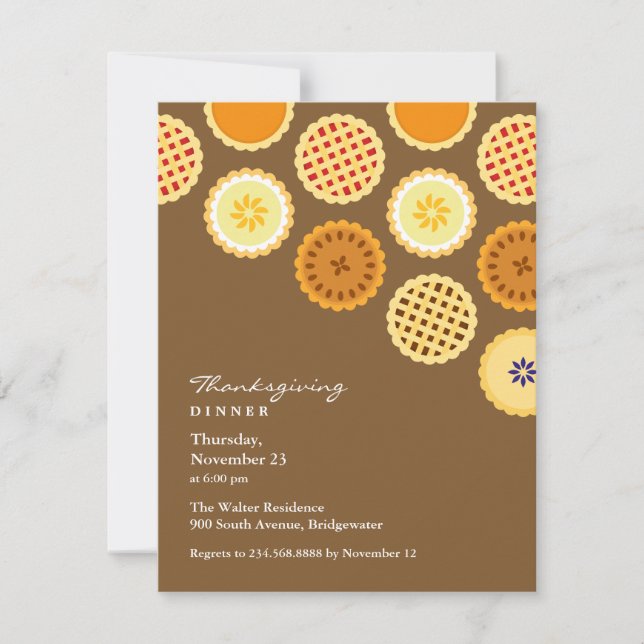 Thanksgiving Dinner and Pies Flat Invitation (Front)