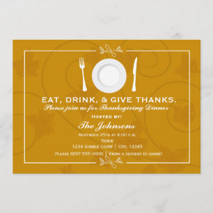 Thanksgiving Dinner Autumn Fall Invitation
