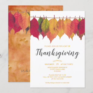 Thanksgiving Dinner Autumn Leaves Template
