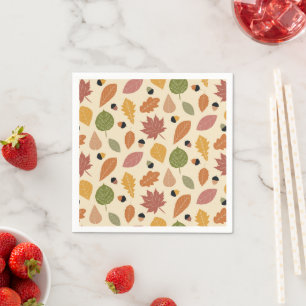 Thanksgiving Dinner Autumn Leaves with Acorns Napkin