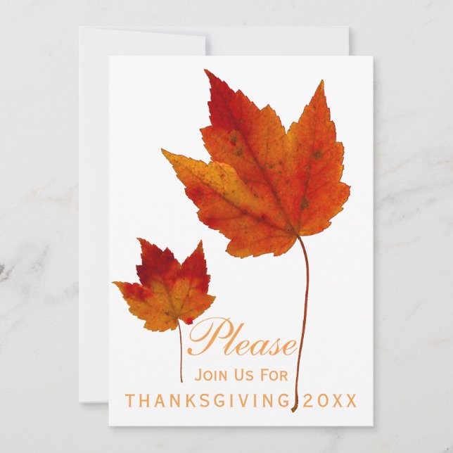 Thanksgiving Dinner Autumn Maple Leaves Invitation (Front)