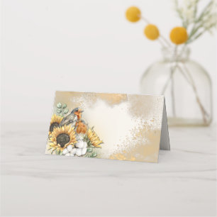 Thanksgiving Dinner Birds Sunflowers Fall Autumn   Place Card