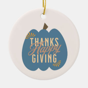 Thanksgiving Dinner Blue Pumpkin Ceramic Tree Decoration