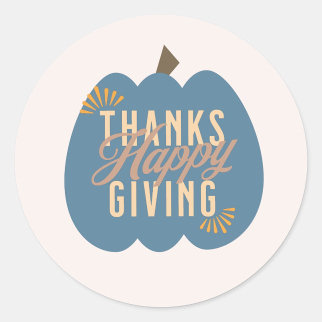 Thanksgiving Dinner Blue Pumpkin  Classic Round Sticker (Front)