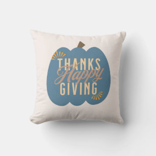 Thanksgiving Dinner Blue Pumpkin Cushion