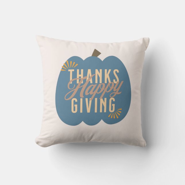 Thanksgiving Dinner Blue Pumpkin  Cushion (Front)