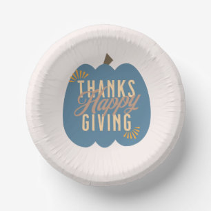 Thanksgiving Dinner Blue Pumpkin Paper Plate