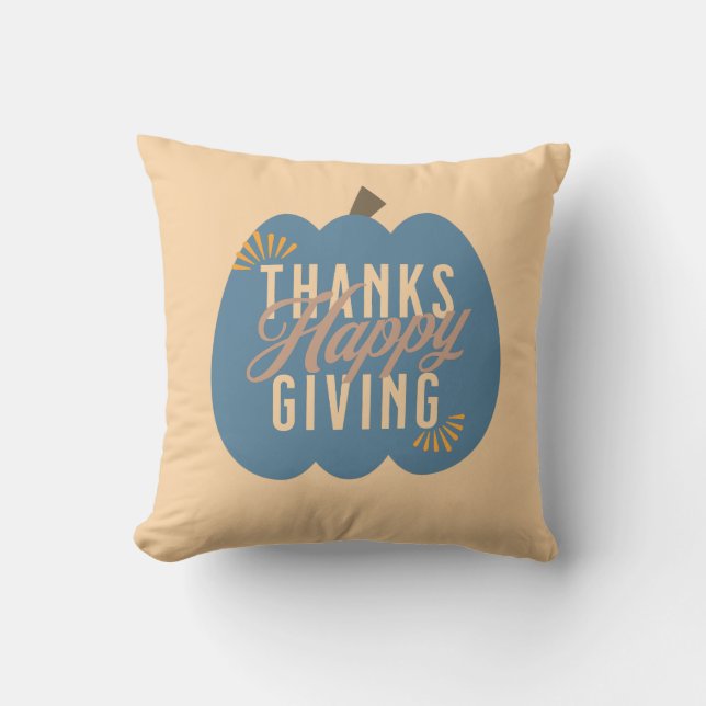 Thanksgiving Dinner Blue Pumpkin  Throw Pillow (Front)