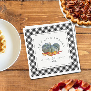 Thanksgiving Dinner Buffalo Plaid Gourd Pumpkin Napkin